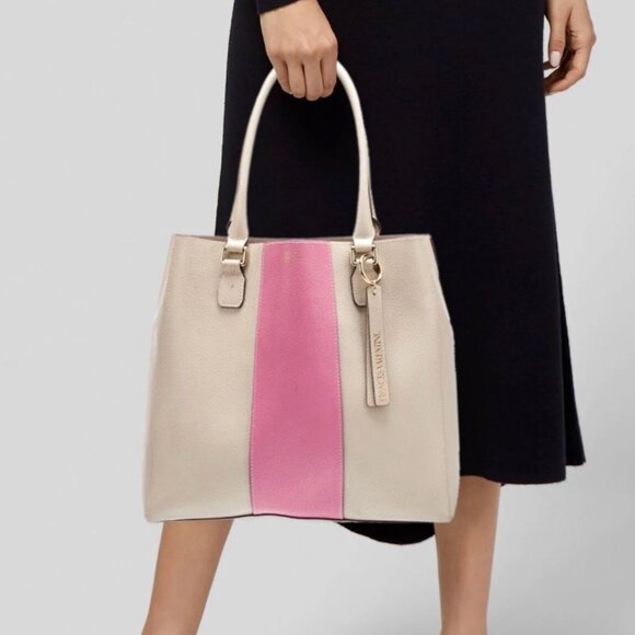 Frances Valentine Chloe Pink & Oyster Tote Boarskin Leather Rare EUC Great Bag! - Picture 3 of 3